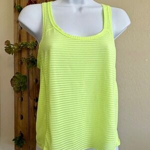 Zella Neon‎ Yellow Striped Athletic Tank Top Racerback Workout XS